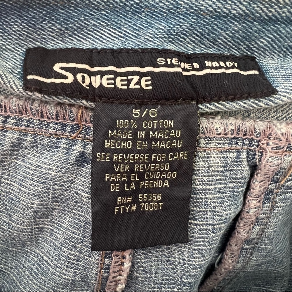 Vintage Squeeze Patchwork Button Front Denim Mini… - image 4